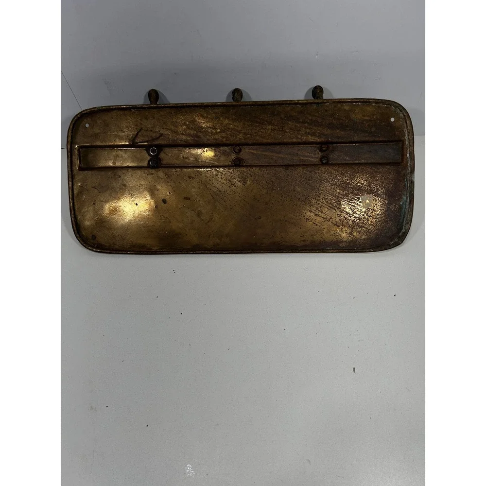 Vintage Antique Brass Wall Mount Coat Rack 3 Hook Industrial Entryway Mudroom